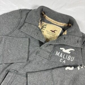 Vintage Y2K Hollister Gray Pullover Mock Neck Sweatshirt XS Mallcore Surf Preppy